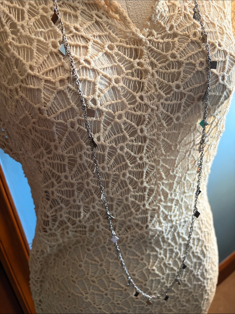 Long Silver Station Necklace
